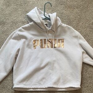 Puma White Sweatshirt with Metallic Gold Logo
